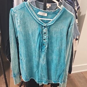 Zenana Blue Long Sleeve Top